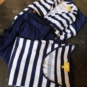 LIZ LANGE,  Women’s Navy and White Striped Knit Cardigan ,Tank top & pants Set